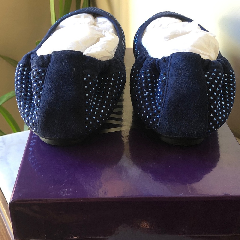 Vaneli Navy Rhinestone-Studded Ballet Flats - Picture 3 of 4